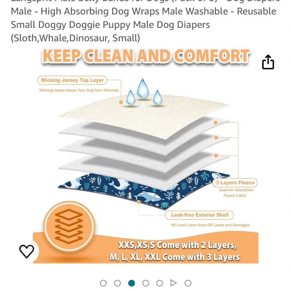 Lang spirit set of three Velcro closure, dog diapers fits small dog